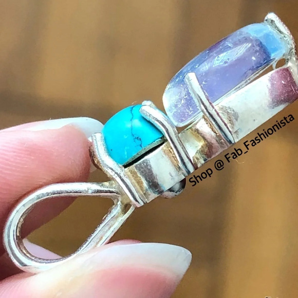 Sterling silver turquoise opalite pendent - Picture 5 of 7